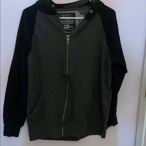 Grey and black zip up hoodie